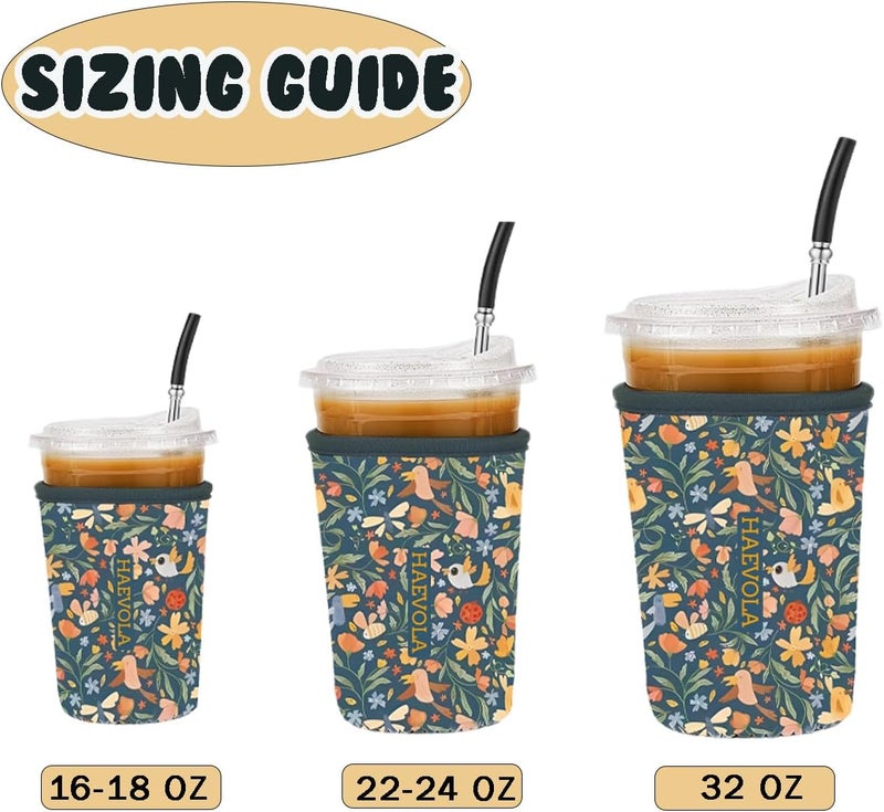 Haevola Reusable Insulated Neoprene Iced Coffee Cup Sleeve, Durable Drink Sleeve for Cold Beverages, Beverage Holder for Iced Coffee (Joyous Jungle) - Image 5